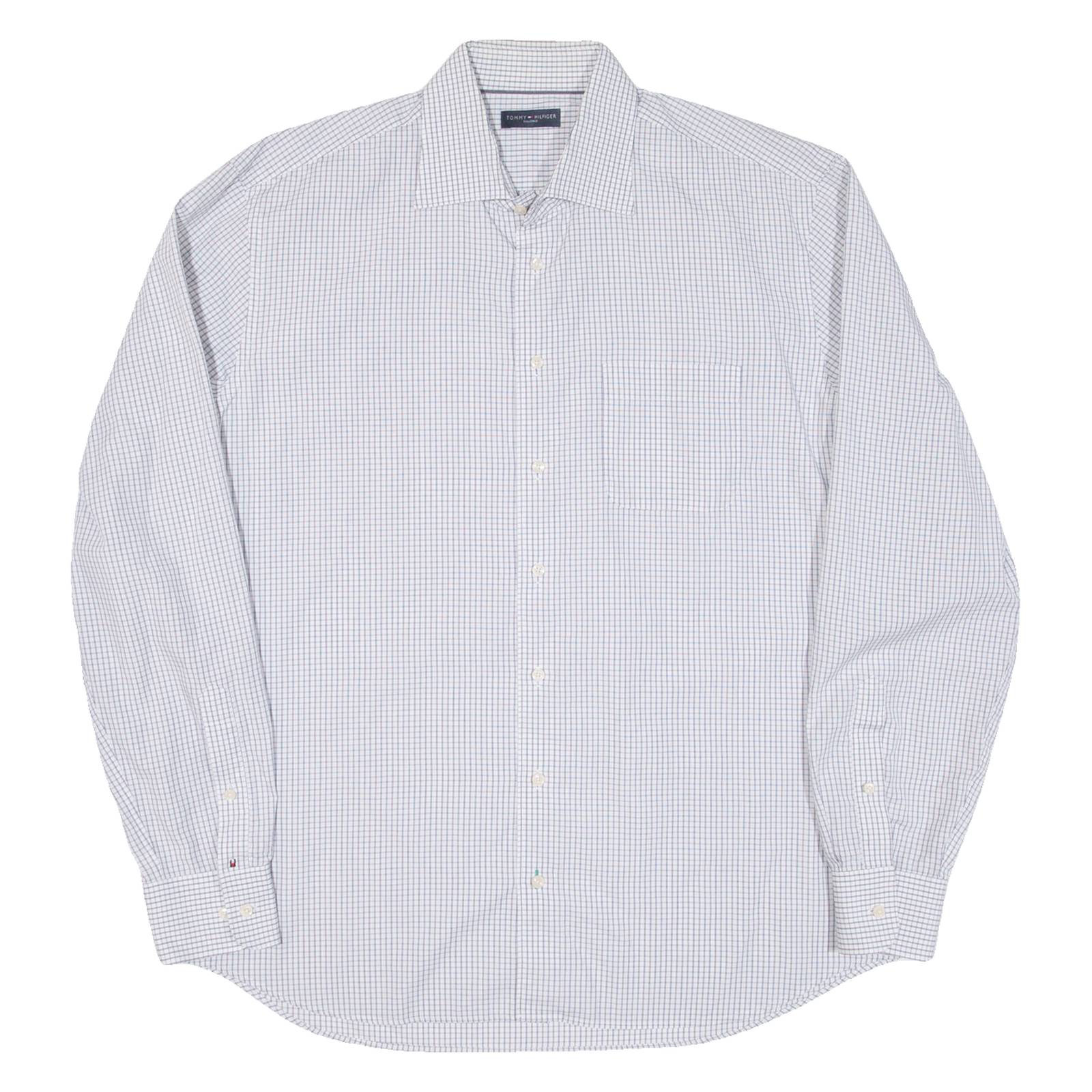 TOMMY HILFIGER Mens Shirt White Check Long Sleeve XL