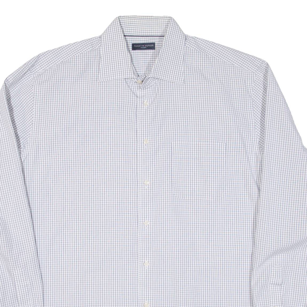 TOMMY HILFIGER Mens Shirt White Check Long Sleeve XL