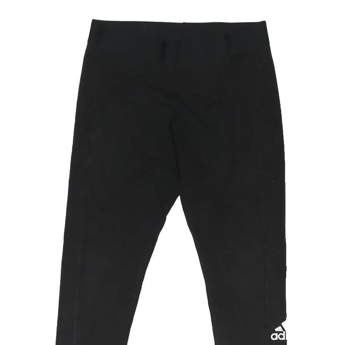 ADIDAS Womens Joggers Black L W30 L26 Cotton Blend Slim Tapered Leg Logo Detail