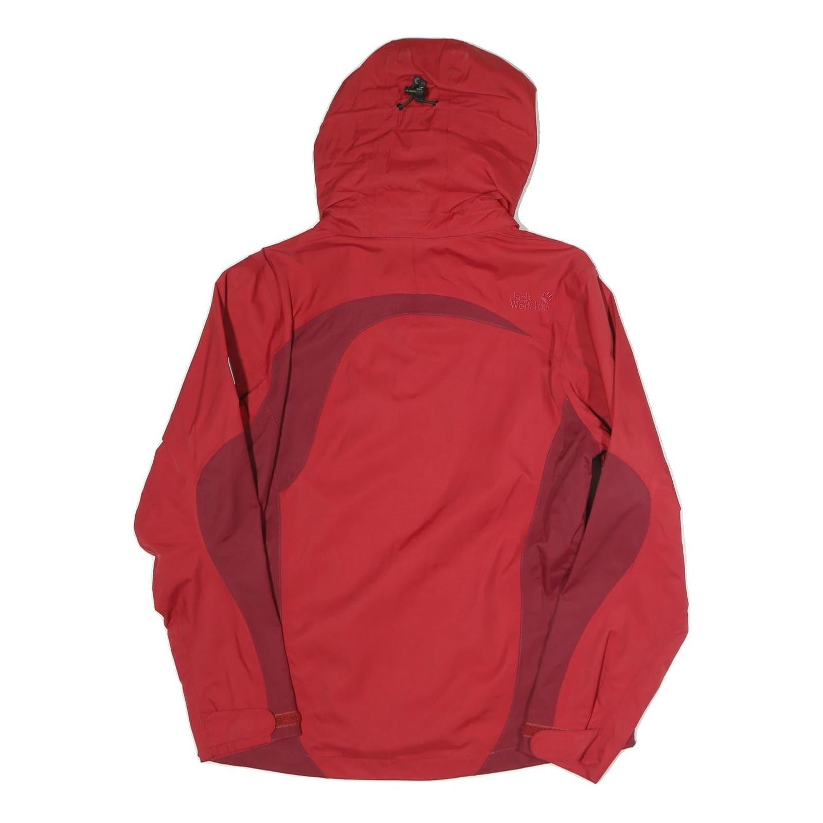 JACK WOLFSKIN Womens Red & Burgundy Outdoor Jacket UK 10 Polyester Blend Hooded