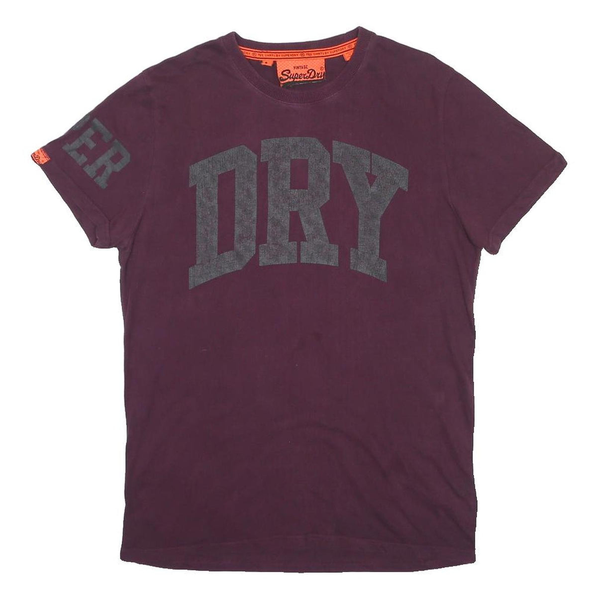 SUPERDRY Mens Purple Cotton Blend Graphic T-Shirt L Short Sleeve Crew Neck