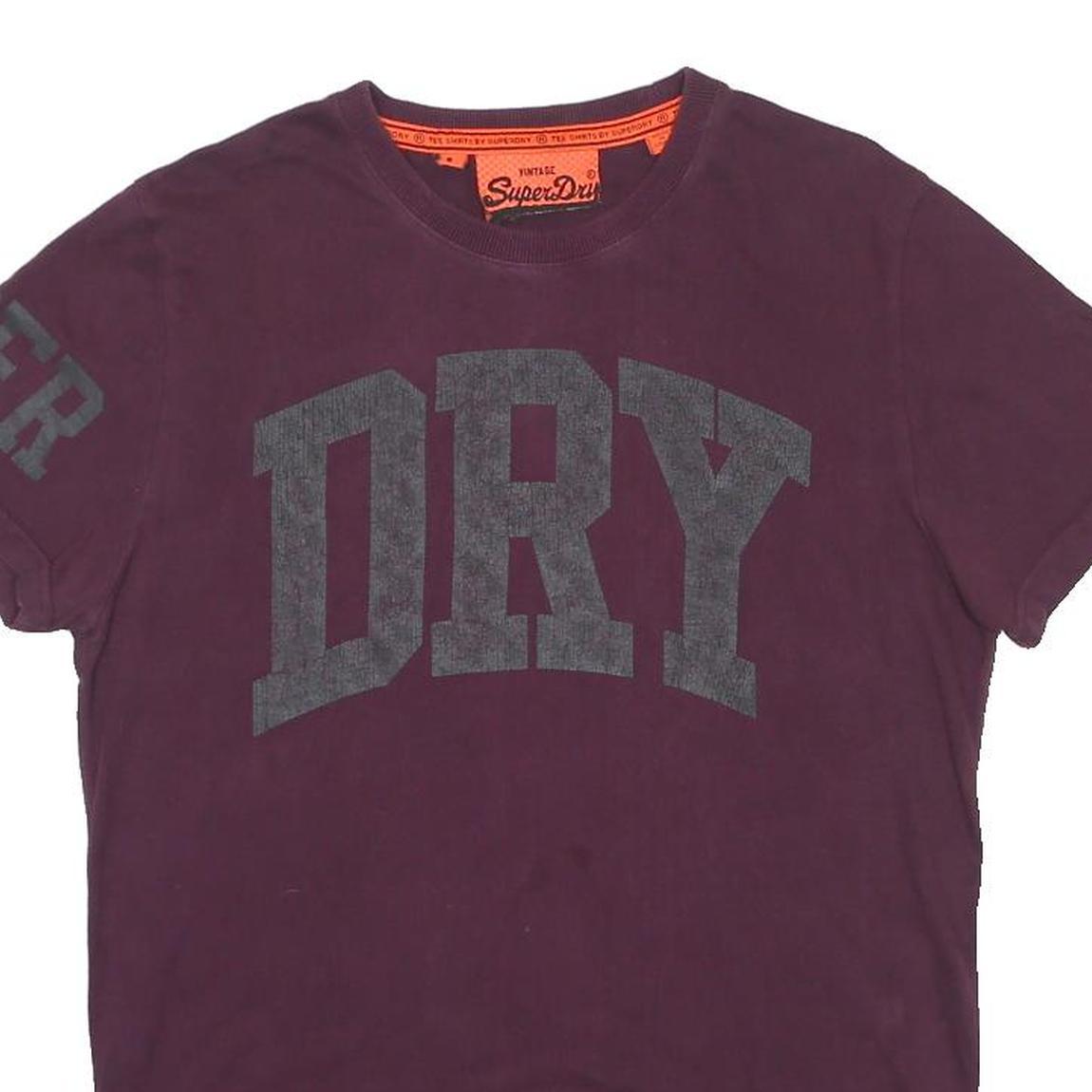 SUPERDRY Mens Purple Cotton Blend Graphic T-Shirt L Short Sleeve Crew Neck