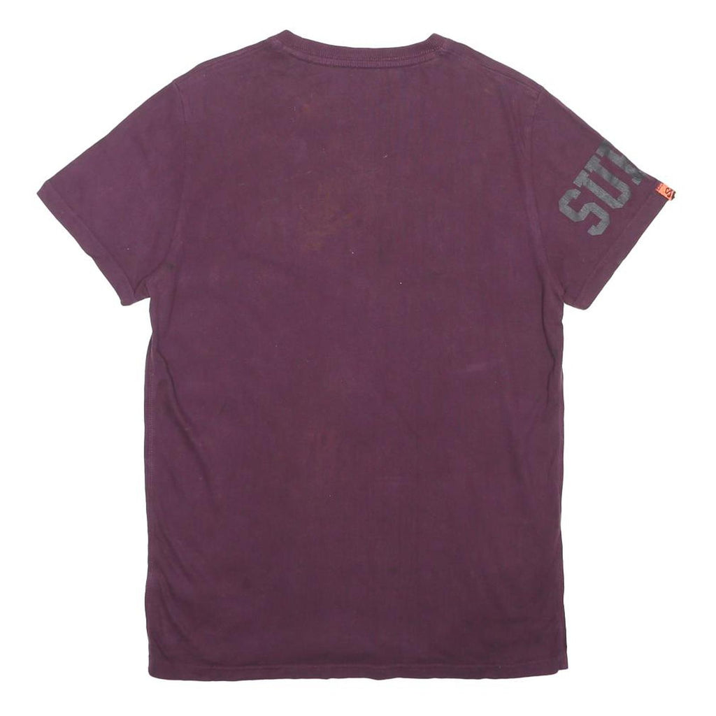 SUPERDRY Mens Purple Cotton Blend Graphic T-Shirt L Short Sleeve Crew Neck