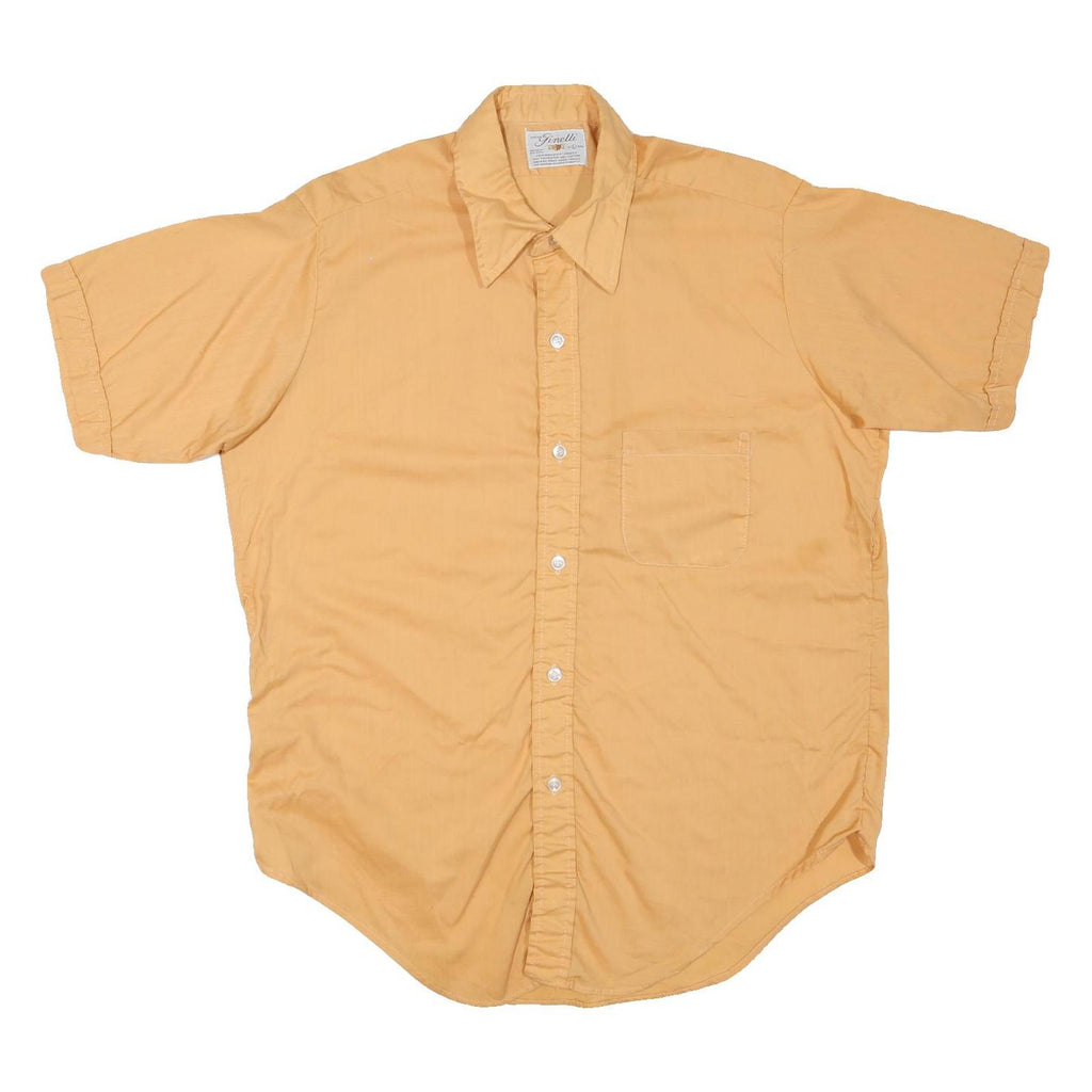 GINELLI Mens Beige Casual Shirt L Cotton Blend Short Sleeve Button Front
