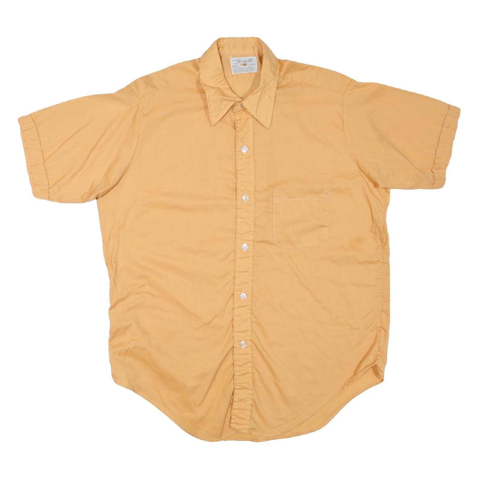 GINELLI Mens Beige Casual Shirt L Cotton Blend Short Sleeve Button Front