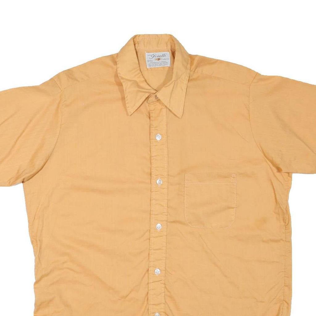 GINELLI Mens Beige Casual Shirt L Cotton Blend Short Sleeve Button Front