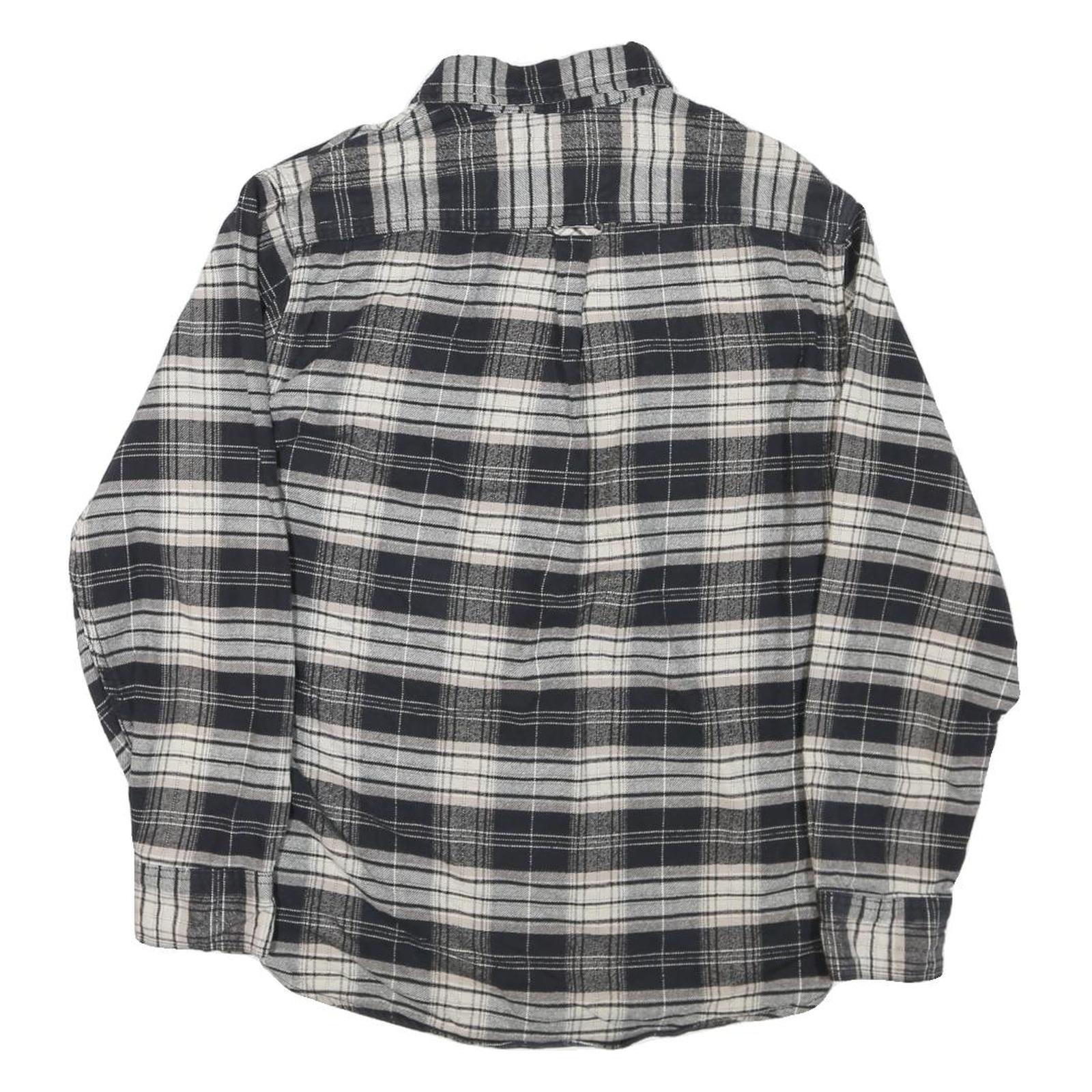 JACHS Mens Black & White Plaid Shirt L Cotton Blend Casual Button Up
