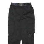 Womens Black Relaxed Cargo Trousers W25 L25 Polyester Blend Zip Utility Pockets