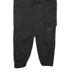 Womens Black Relaxed Cargo Trousers W25 L25 Polyester Blend Zip Utility Pockets