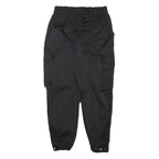 Womens Black Relaxed Cargo Trousers W25 L25 Polyester Blend Zip Utility Pockets