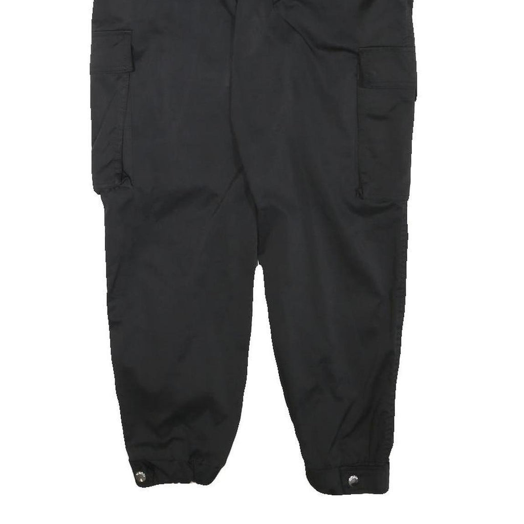 Womens Black Relaxed Cargo Trousers W25 L25 Polyester Blend Zip Utility Pockets