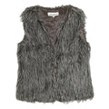 CLOCKHOUSE Womens Grey Faux Fur Button Jacket M Polyester Blend Textured