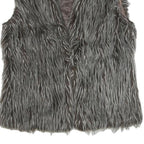 CLOCKHOUSE Womens Grey Faux Fur Button Jacket M Polyester Blend Textured