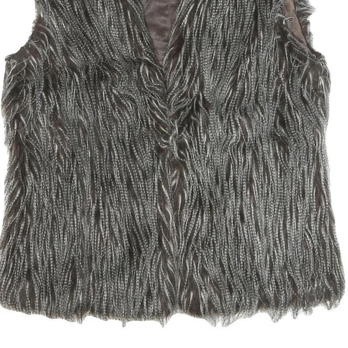 CLOCKHOUSE Womens Grey Faux Fur Button Jacket M Polyester Blend Textured