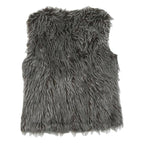 CLOCKHOUSE Womens Grey Faux Fur Button Jacket M Polyester Blend Textured