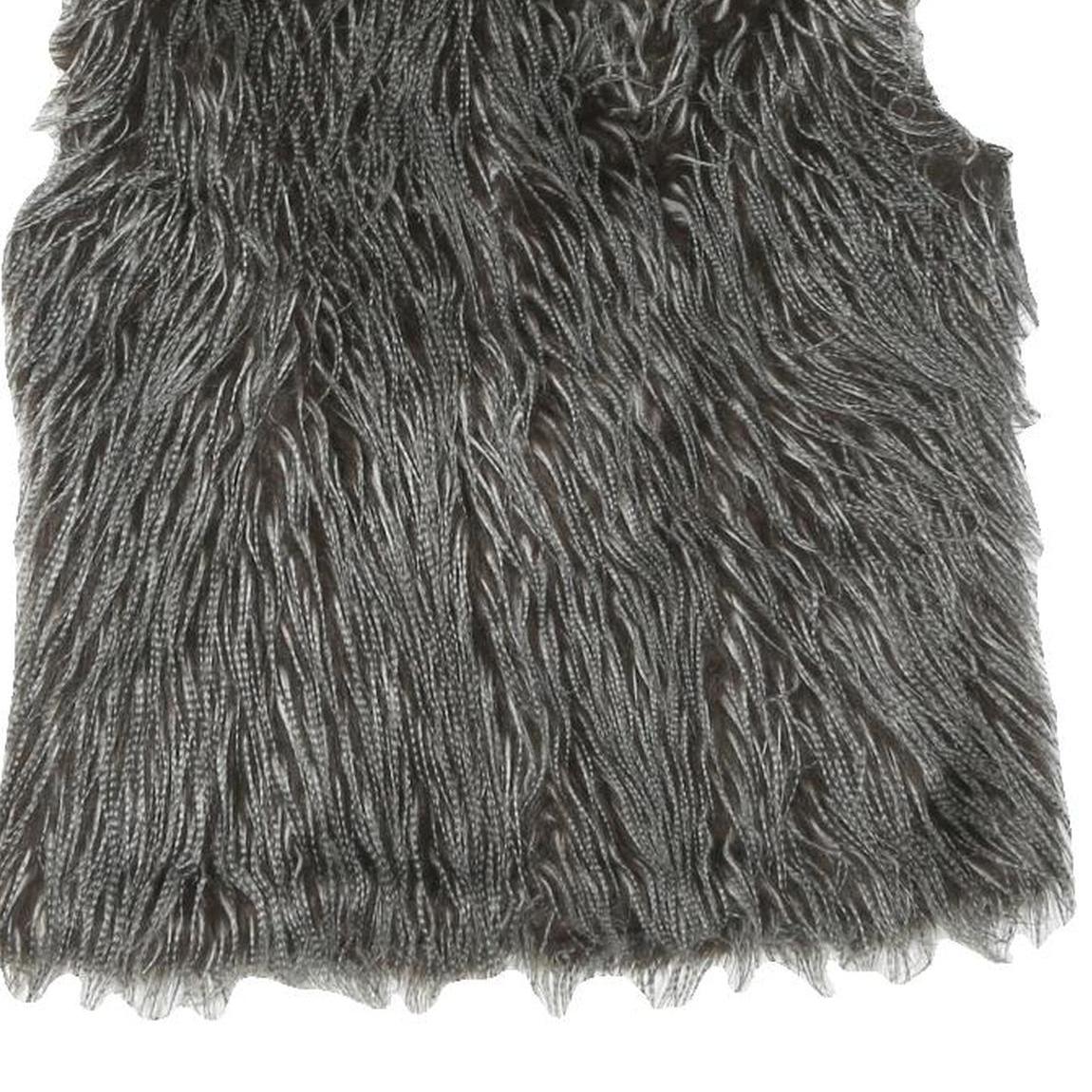 CLOCKHOUSE Womens Grey Faux Fur Button Jacket M Polyester Blend Textured