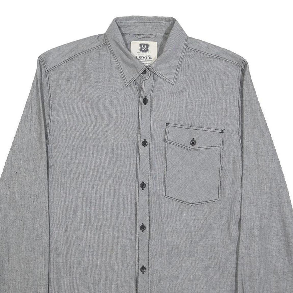 LEVI'S Mens Grey Slim Cotton Shirt S Casual Long Sleeve Button Pocket