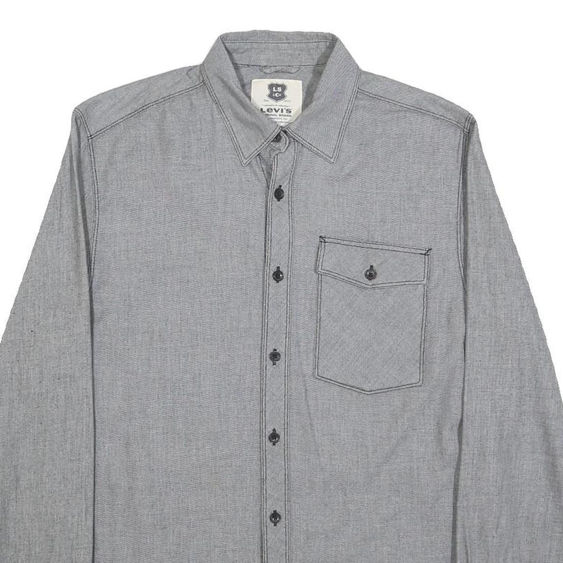 LEVI'S Mens Grey Slim Cotton Shirt S Casual Long Sleeve Button Pocket