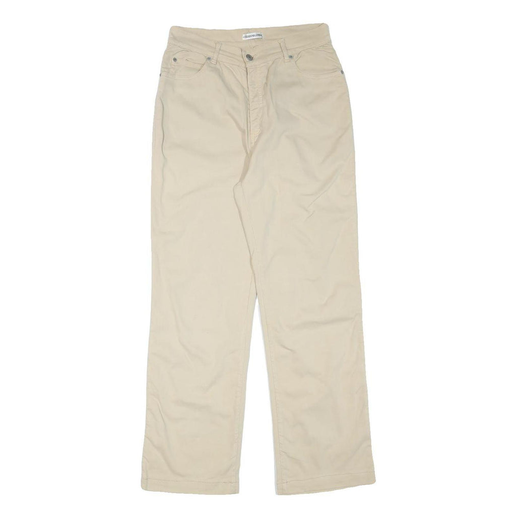 GEORGYA STUDIO Womens Cotton Blend Beige Regular Fit Straight Leg Trousers W28