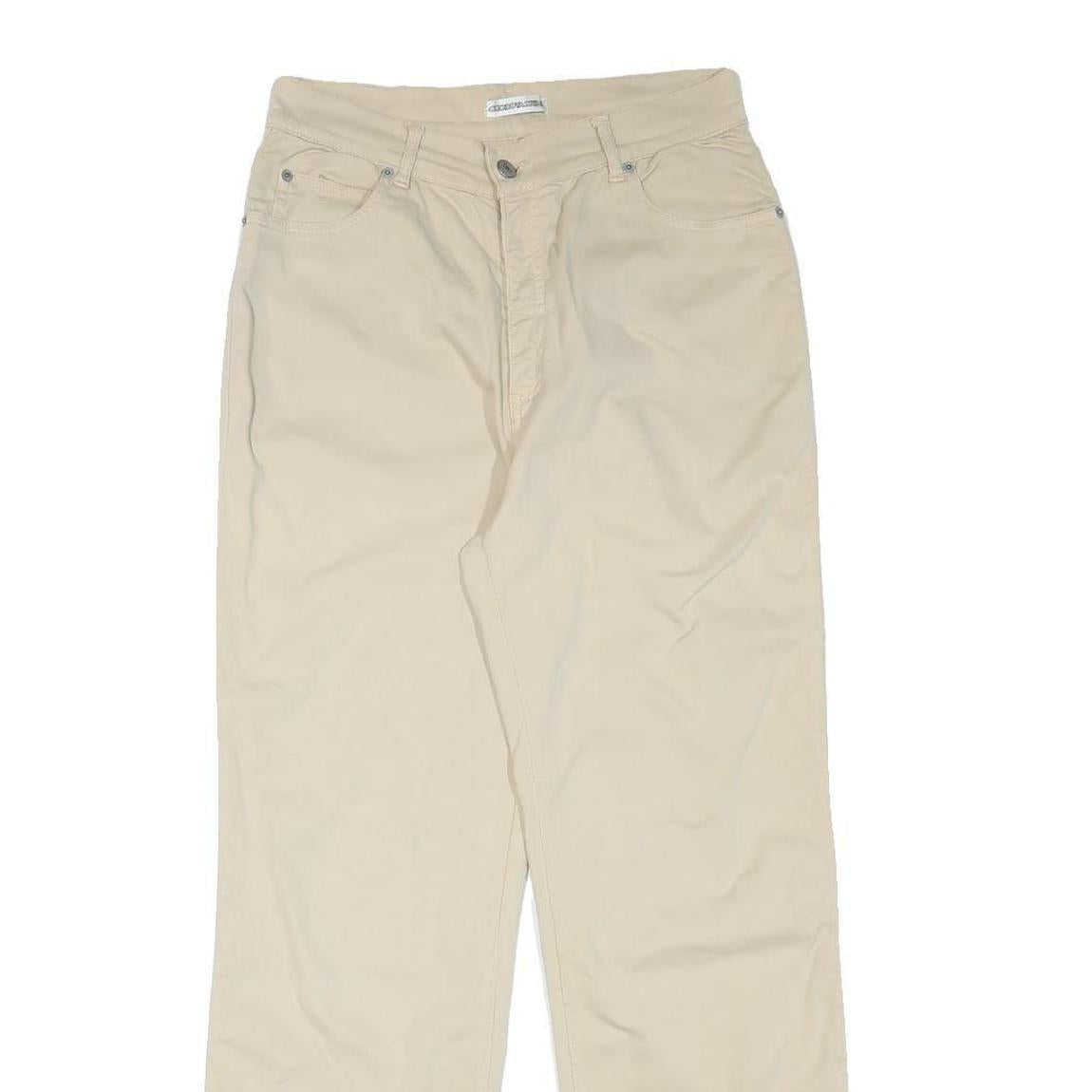 GEORGYA STUDIO Womens Cotton Blend Beige Regular Fit Straight Leg Trousers W28