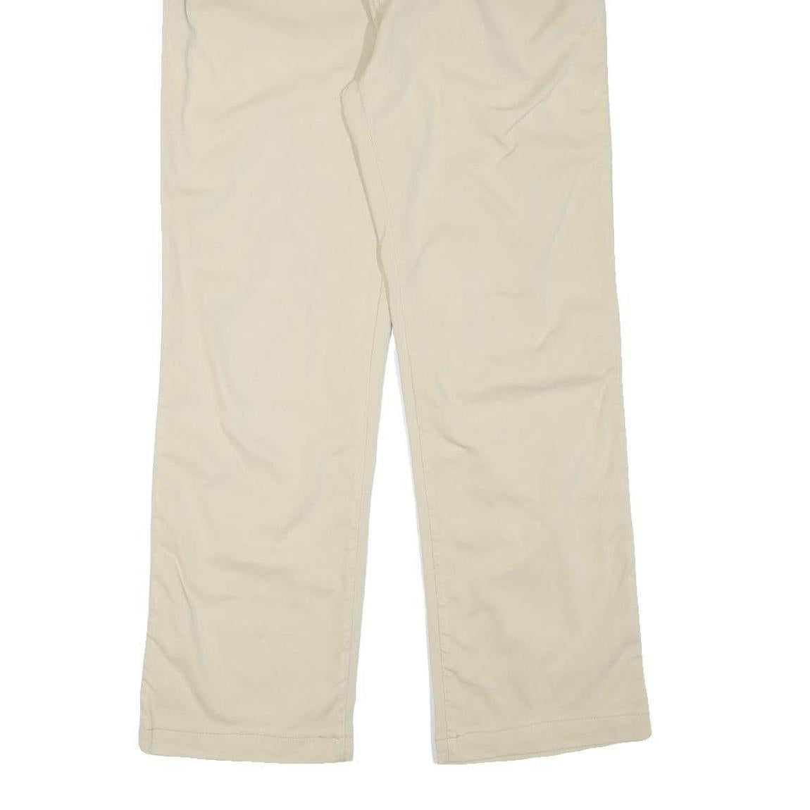 GEORGYA STUDIO Womens Cotton Blend Beige Regular Fit Straight Leg Trousers W28