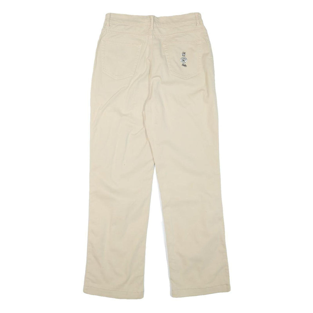 GEORGYA STUDIO Womens Cotton Blend Beige Regular Fit Straight Leg Trousers W28