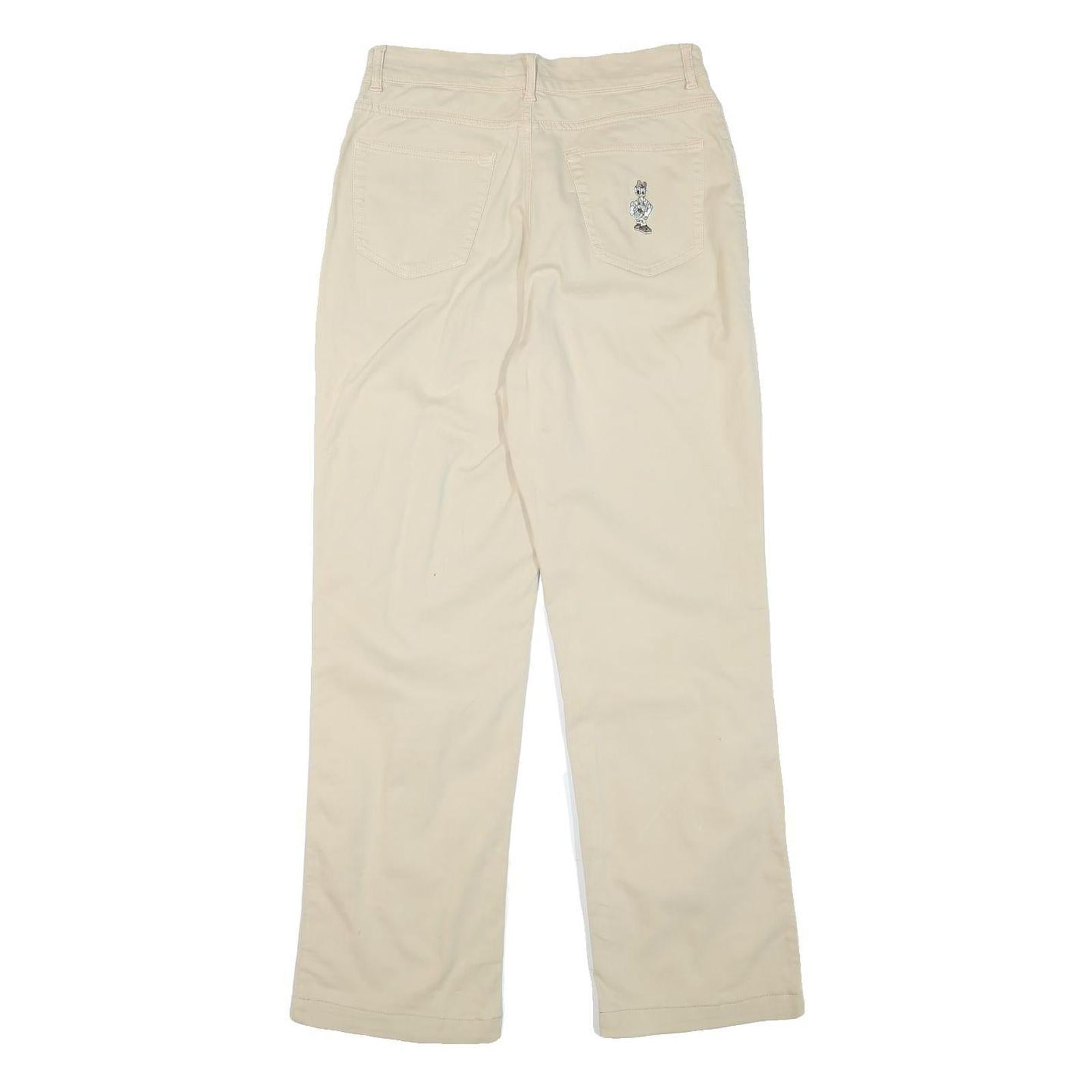 GEORGYA STUDIO Womens Cotton Blend Beige Regular Fit Straight Leg Trousers W28