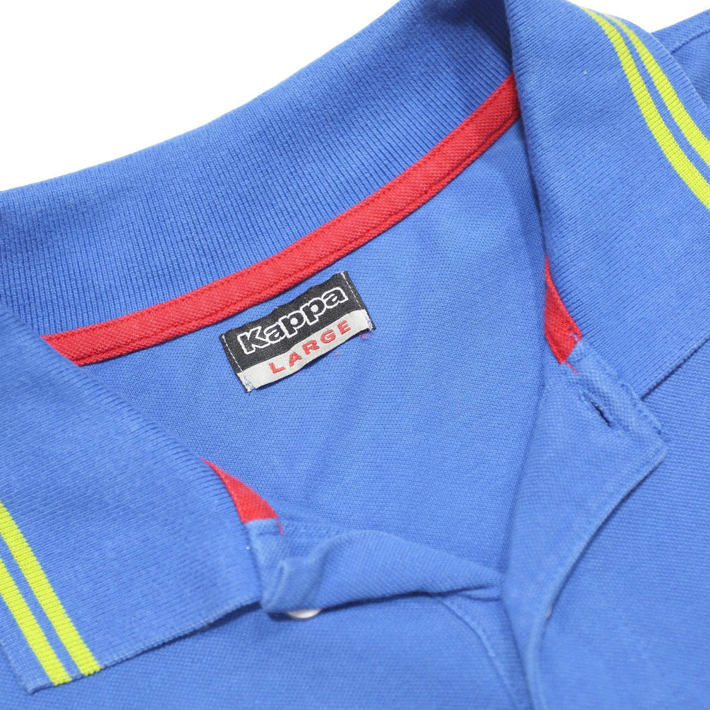 KAPPA Mens Blue L Cotton Polo Shirt Short Sleeve Basic Casual Stripe