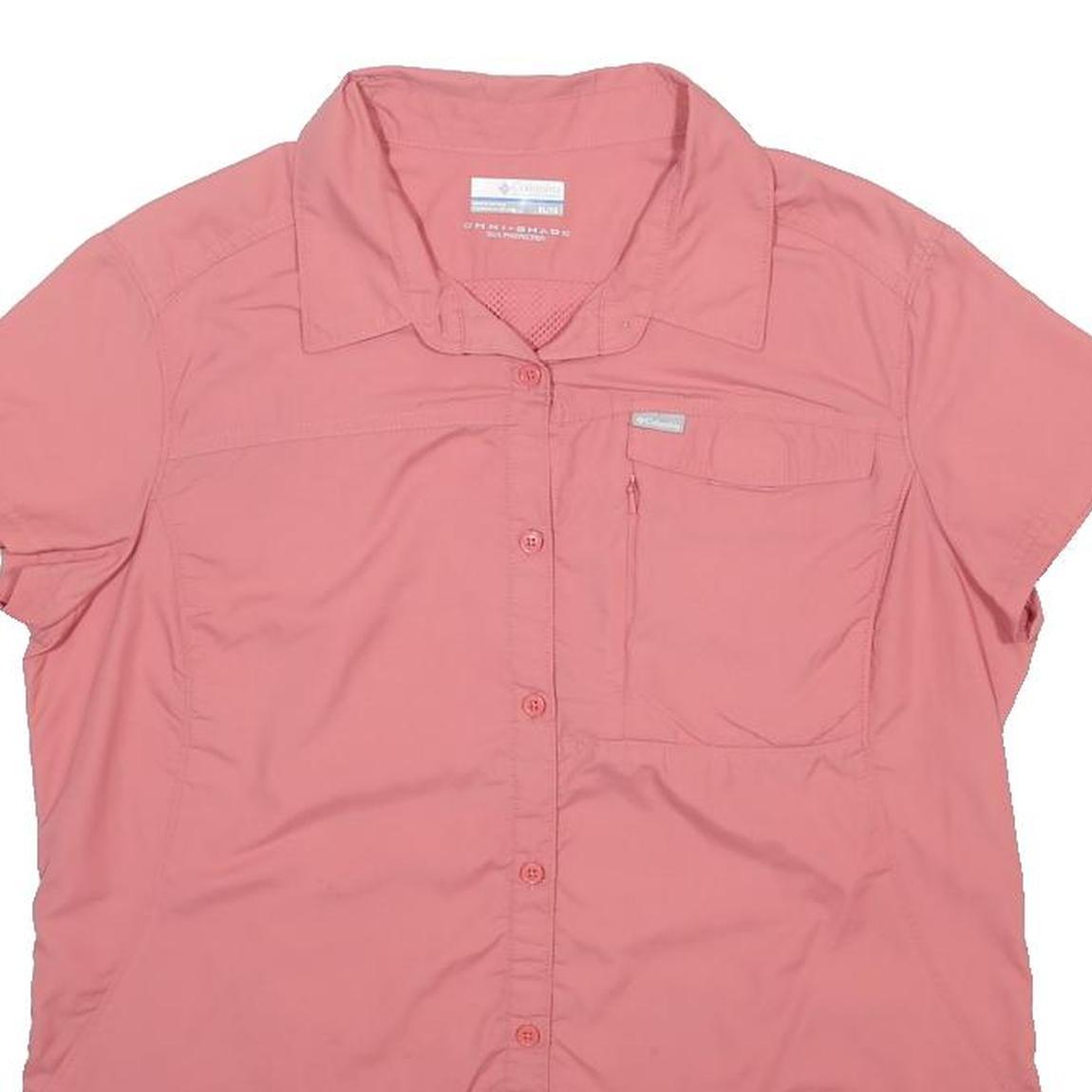 COLUMBIA Womens Pink Nylon Shirt XL Lightweight Button Front Outdoor