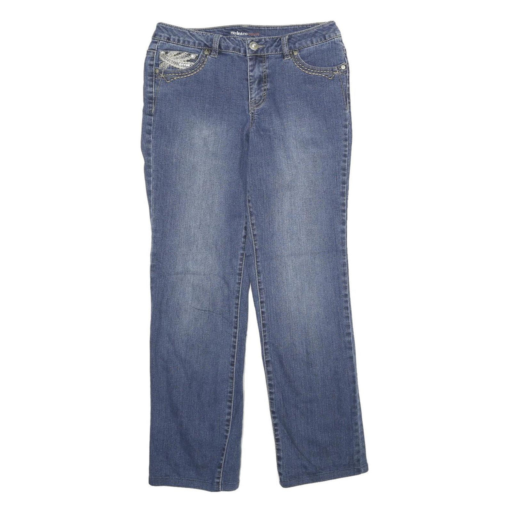 STYLE & CO Womens Regular Blue Denim Rinse W30 L30 Embellished Pocket Jeans