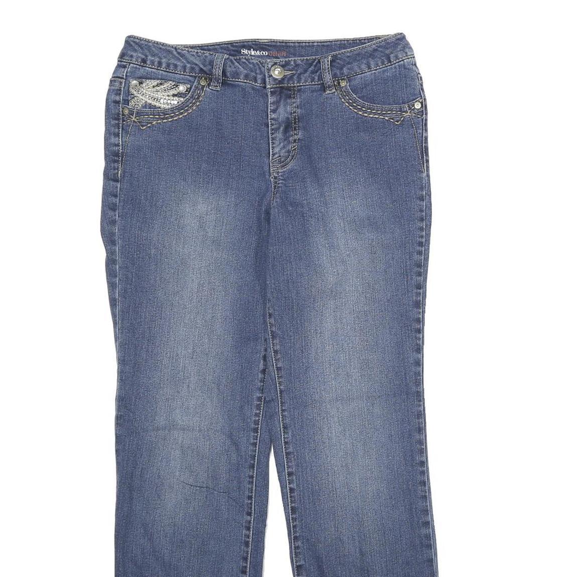 STYLE & CO Womens Regular Blue Denim Rinse W30 L30 Embellished Pocket Jeans