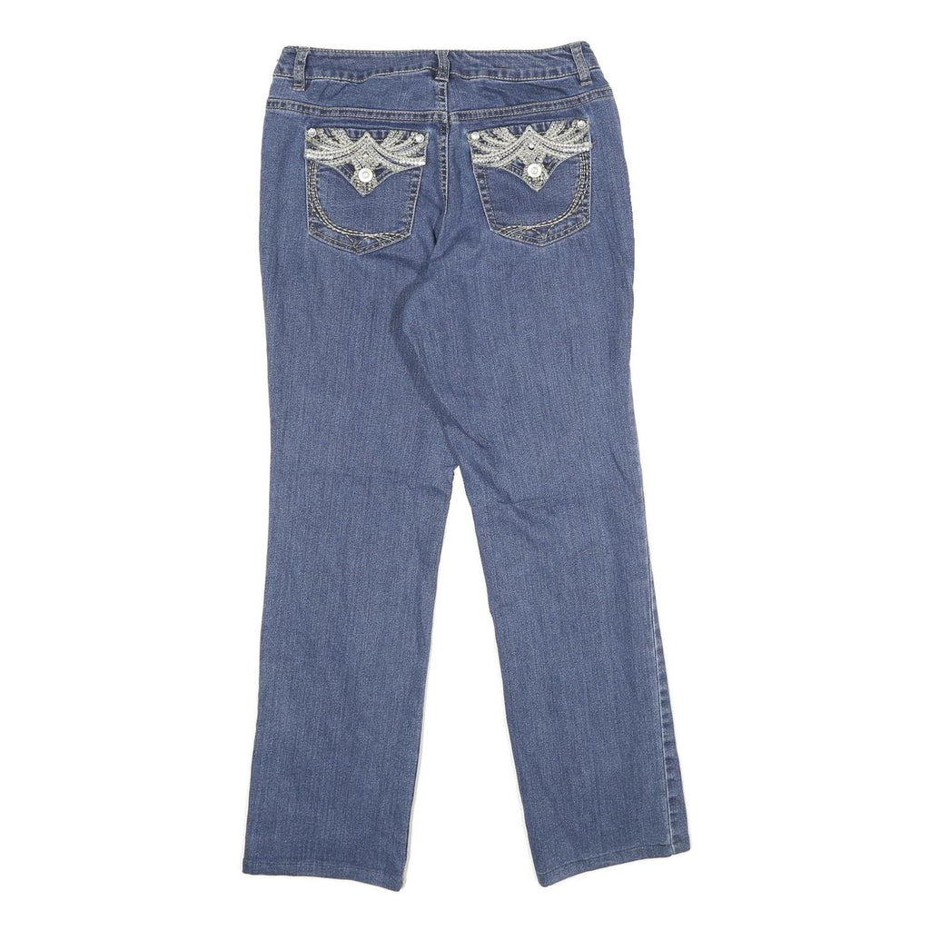 STYLE & CO Womens Regular Blue Denim Rinse W30 L30 Embellished Pocket Jeans