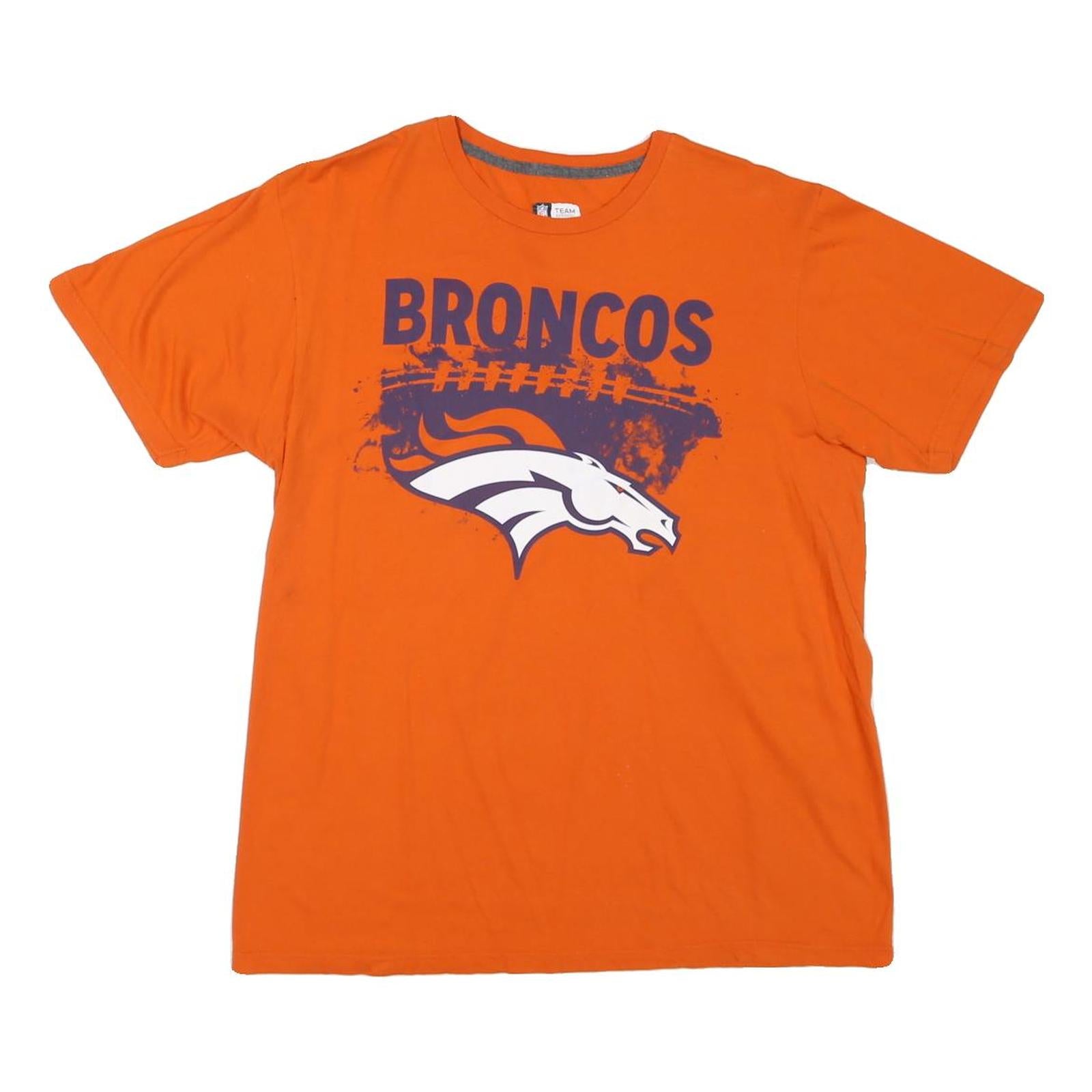 NFL Mens Orange Denver Broncos Graphic T-Shirt L Short Sleeve Crew Neck NFL Team