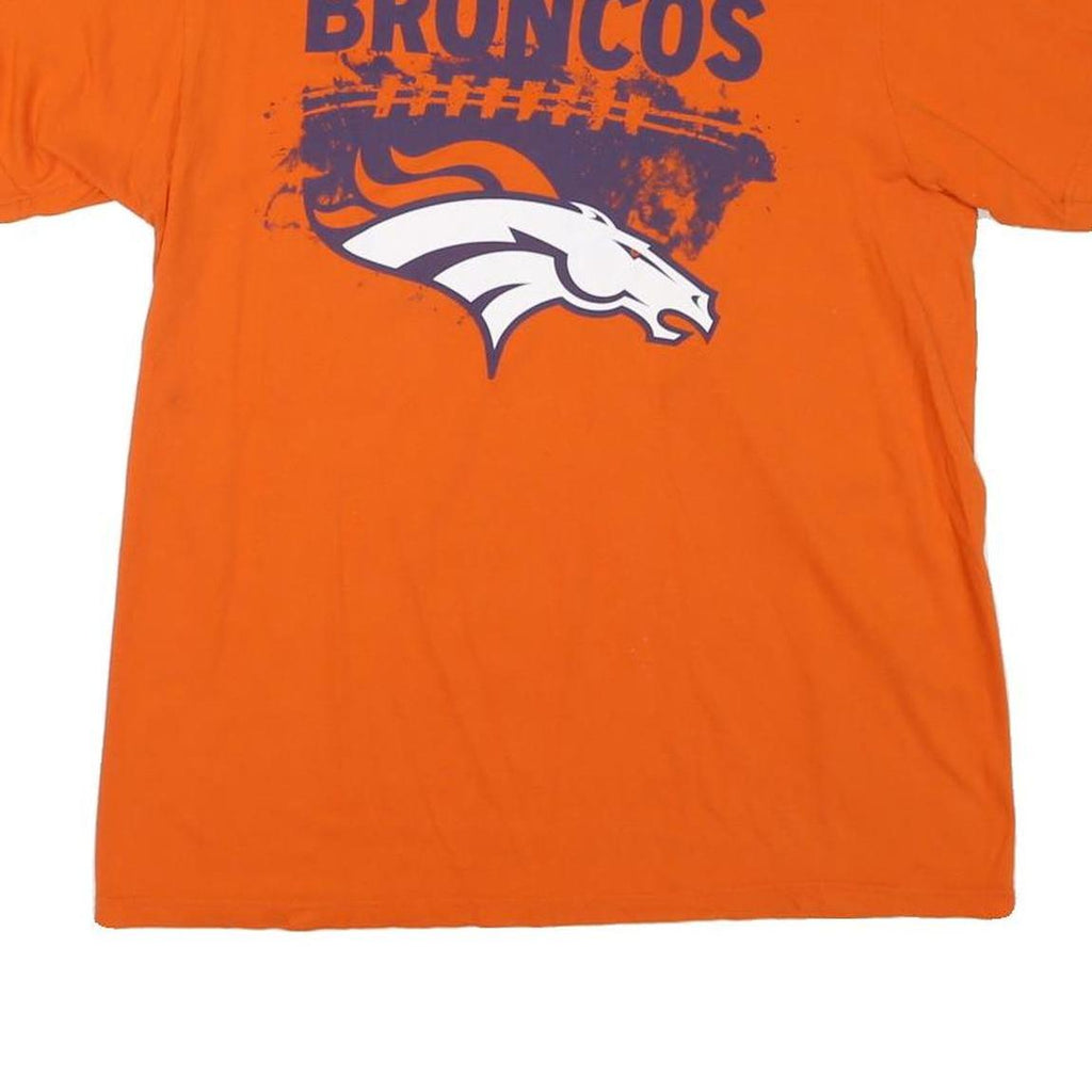NFL Mens Orange Denver Broncos Graphic T-Shirt L Short Sleeve Crew Neck NFL Team