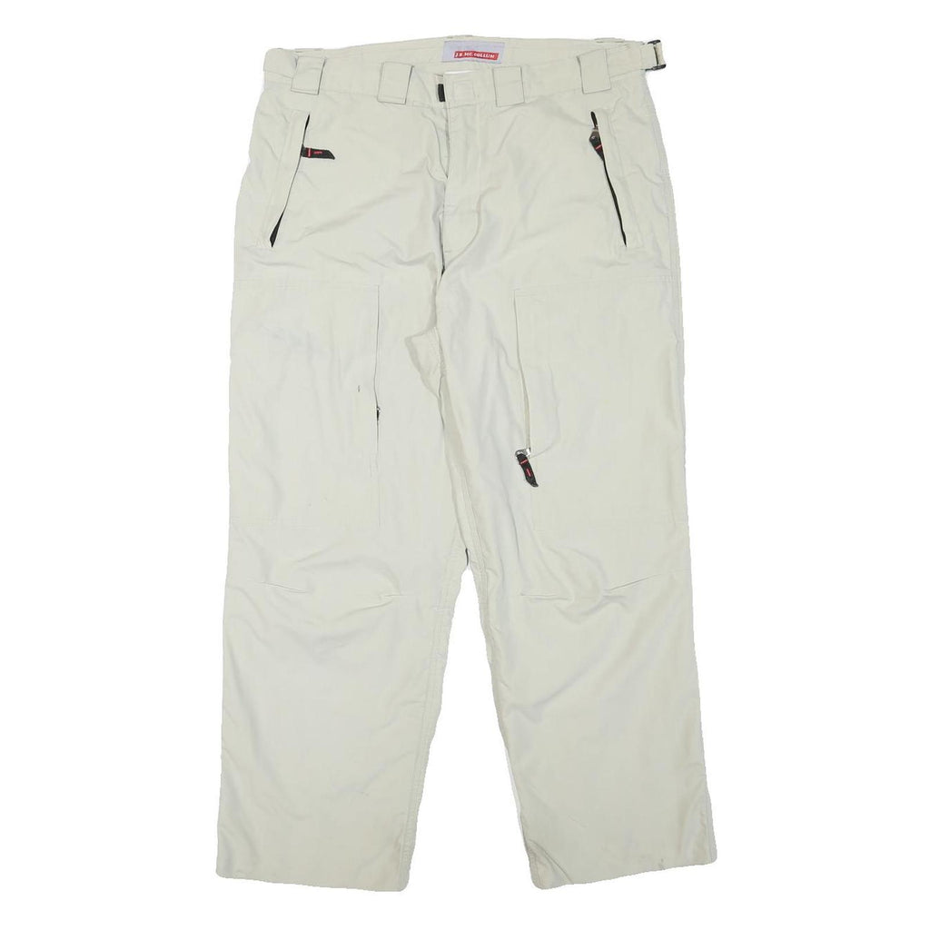 J E MC COLLUM Lined Mens Polyester Blend White Regular Straight Trousers W33 L26