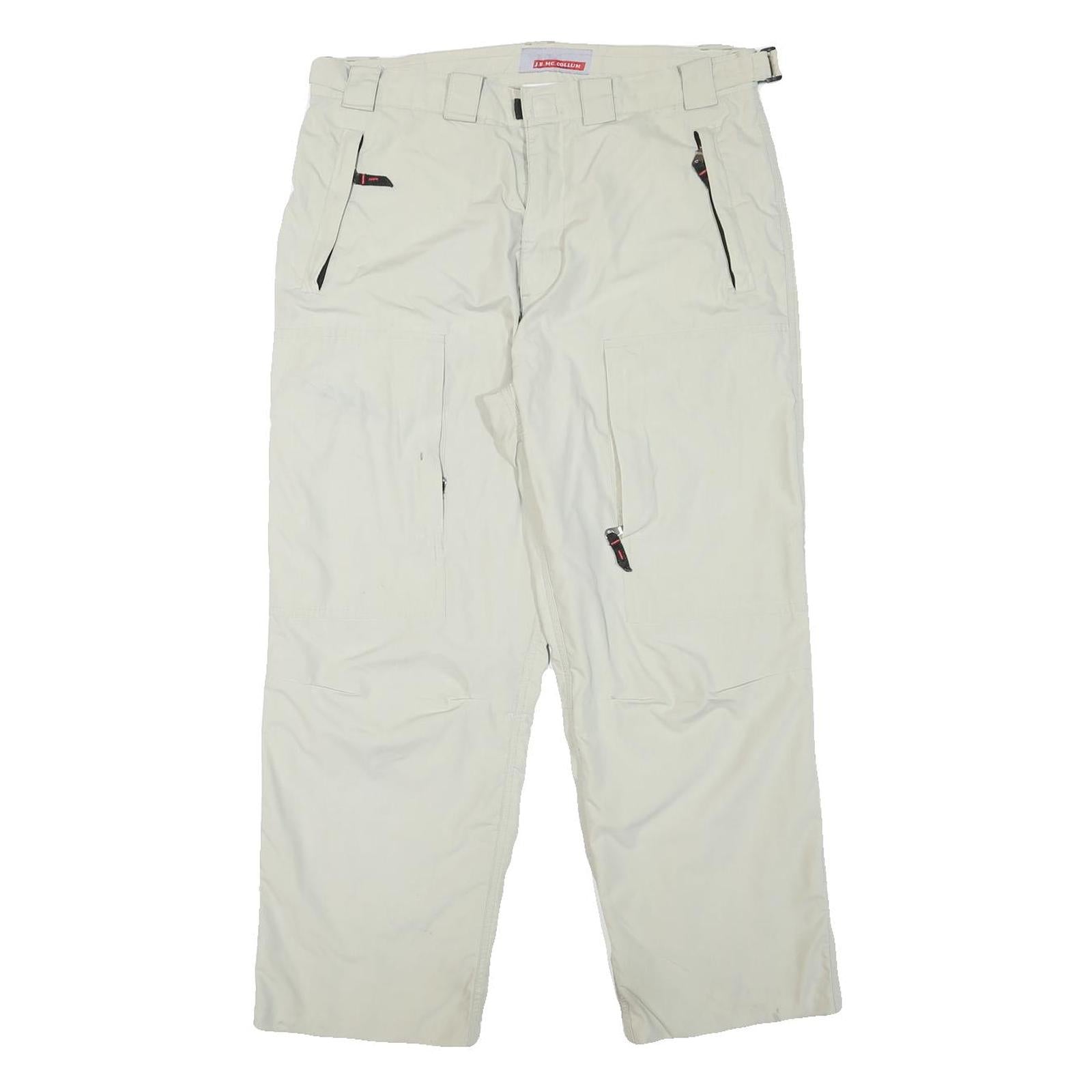 J E MC COLLUM Lined Mens Polyester Blend White Regular Straight Trousers W33 L26