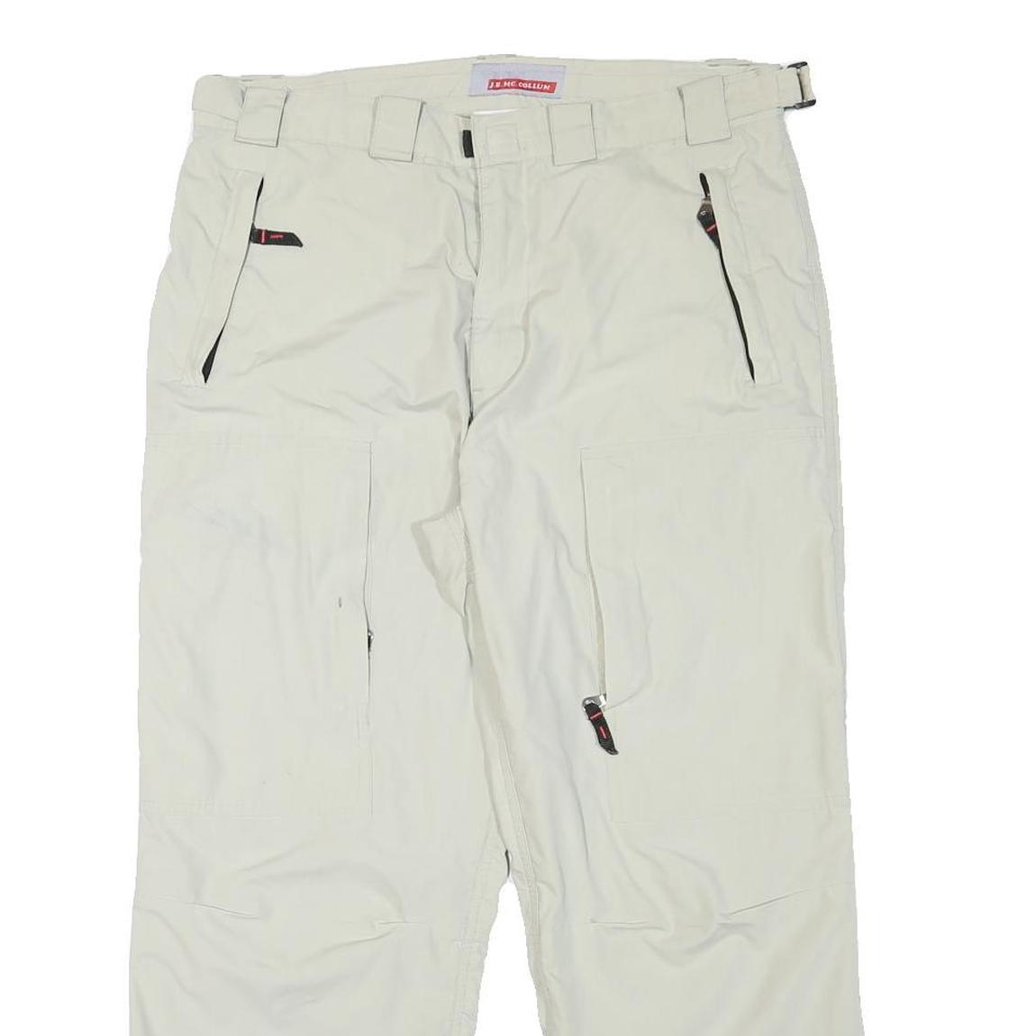 J E MC COLLUM Lined Mens Polyester Blend White Regular Straight Trousers W33 L26