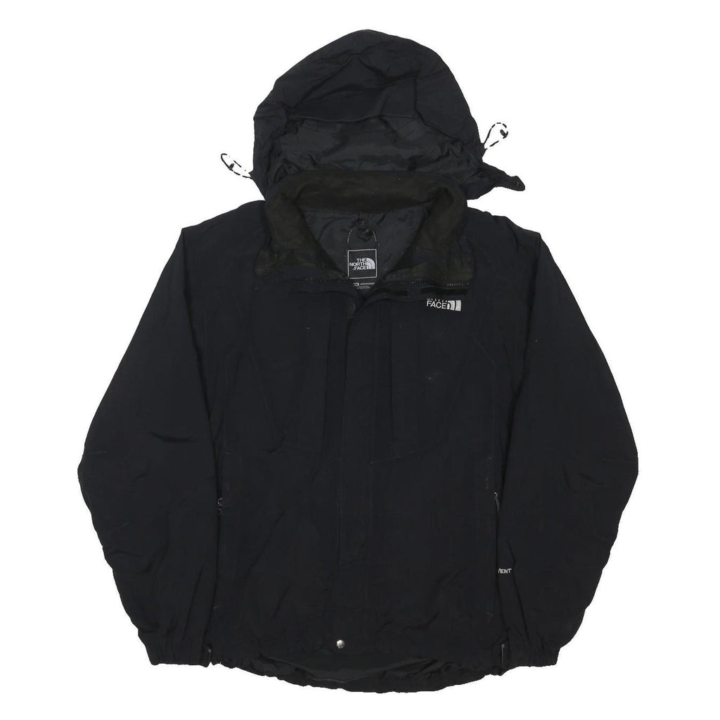THE NORTH FACE Mens Black Outdoor Jacket M Polyester Blend Hooded Zip Stand-Up