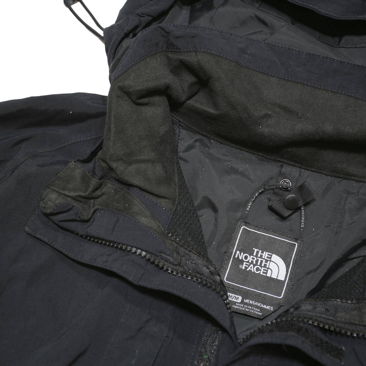 THE NORTH FACE Mens Black Outdoor Jacket M Polyester Blend Hooded Zip Stand-Up