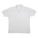 REEBOK Mens Grey Short Sleeve Plain Cotton Blend Polo Shirt S Casual Sport