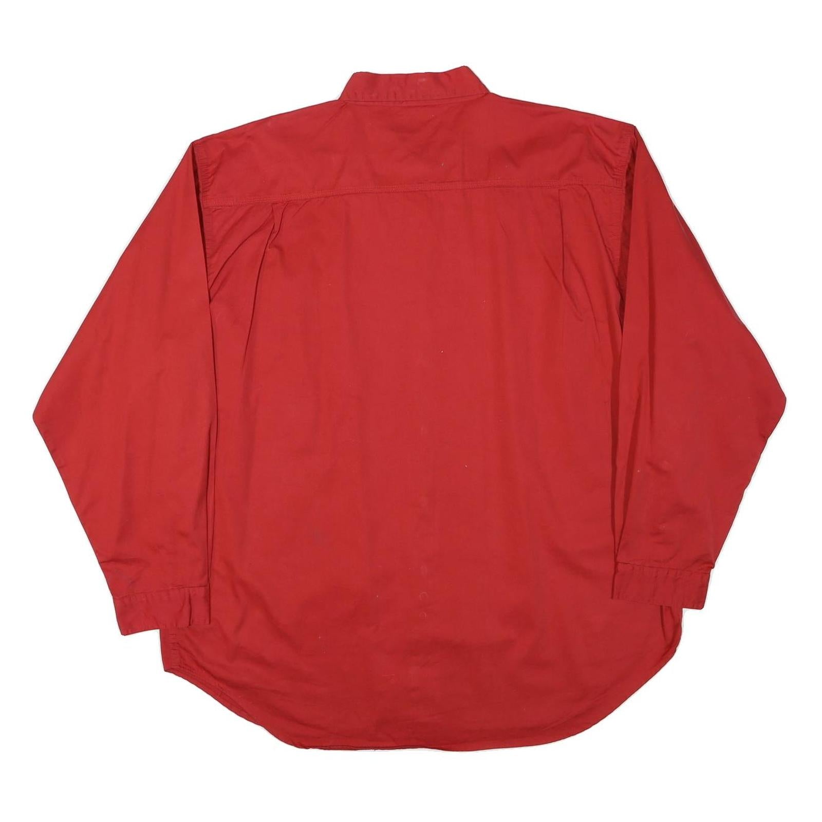 HONOURS Mens Red Plain Cotton Blend Shirt XL Button-Down Collar Casual