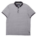 TED BAKER Mens Grey & Navy Short Sleeve Geometric L Cotton Blend Polo Shirt