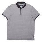 TED BAKER Mens Grey & Navy Short Sleeve Geometric L Cotton Blend Polo Shirt