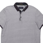 TED BAKER Mens Grey & Navy Short Sleeve Geometric L Cotton Blend Polo Shirt