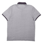 TED BAKER Mens Grey & Navy Short Sleeve Geometric L Cotton Blend Polo Shirt
