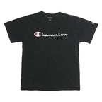 CHAMPION Mens Black Cotton Logo T-Shirt M Short Sleeve Crew Neck Classic