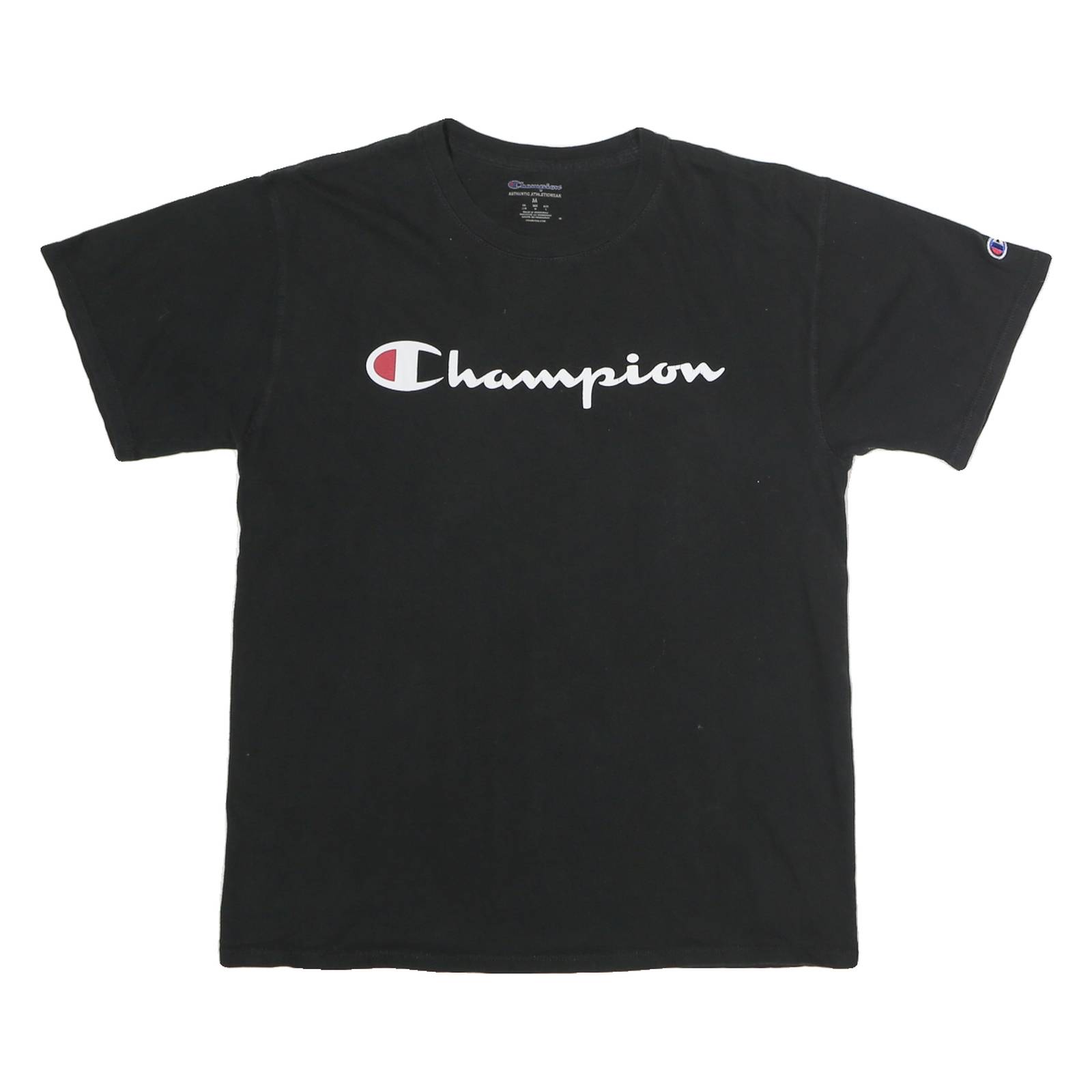 CHAMPION Mens Black Cotton Logo T-Shirt M Short Sleeve Crew Neck Classic