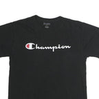 CHAMPION Mens Black Cotton Logo T-Shirt M Short Sleeve Crew Neck Classic