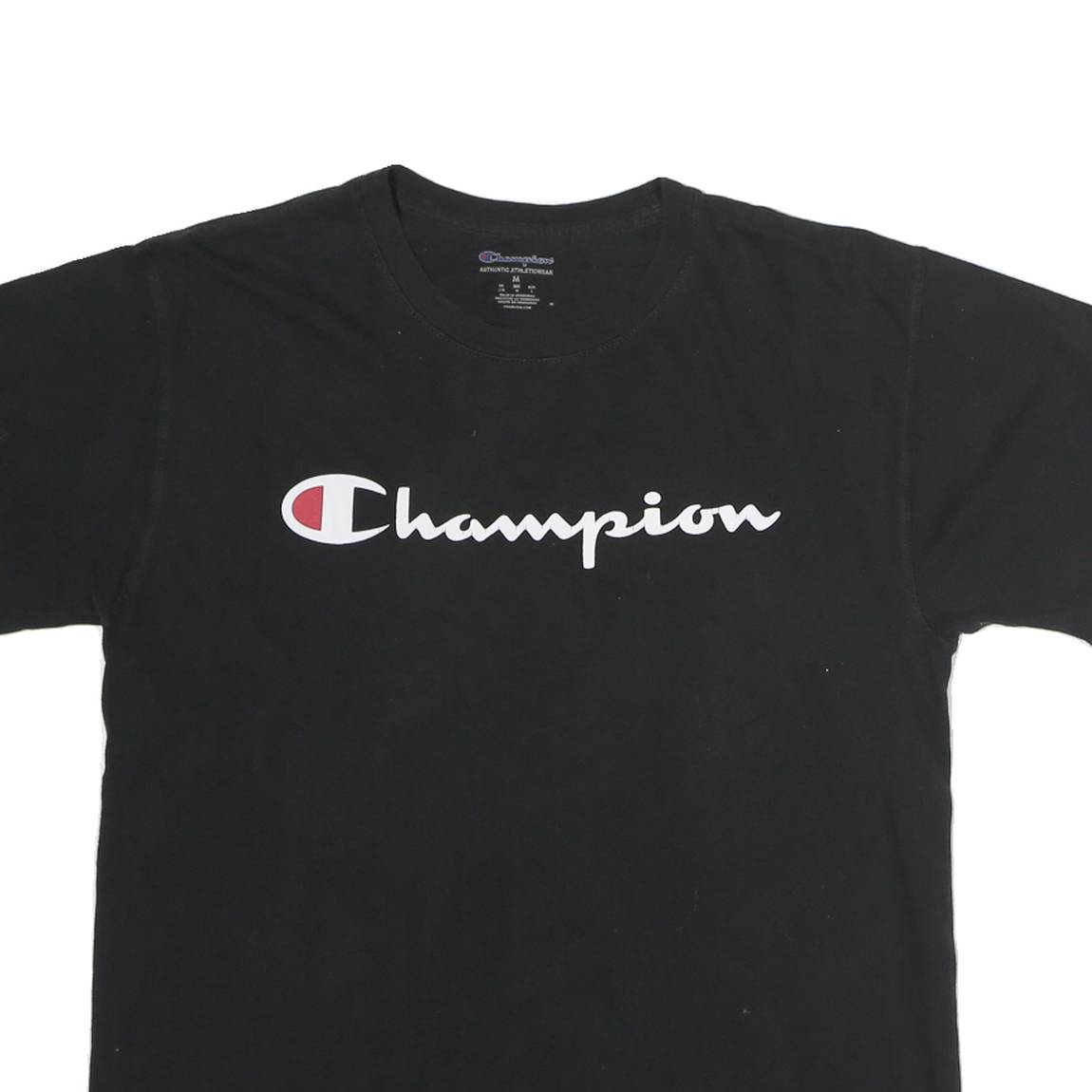 CHAMPION Mens Black Cotton Logo T-Shirt M Short Sleeve Crew Neck Classic