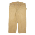 DICKIES Mens Cotton Blend Beige Relaxed Straight Trousers W40 L25 Workwear Zip